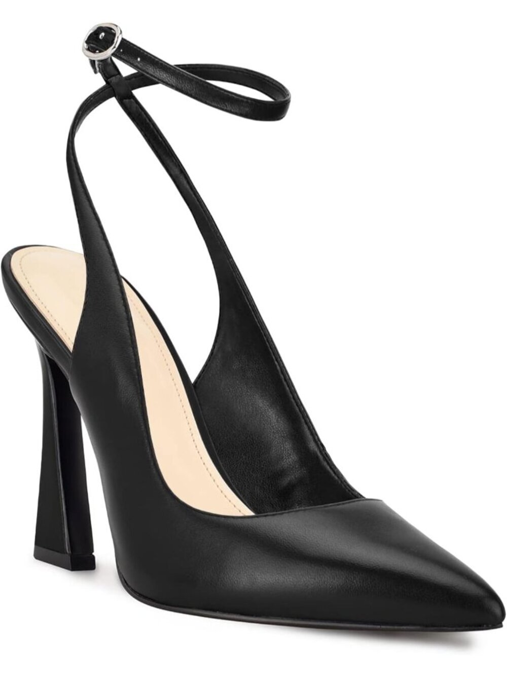 Women's Black Strap Heels Pointed Toe Pumps Shoes Slingback Wedding Dress Shoes